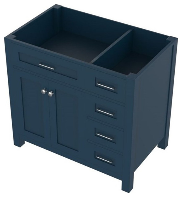 Alya Bath Norwalk 35"W Wood Drawer Vanity with No Top in Blue Finish