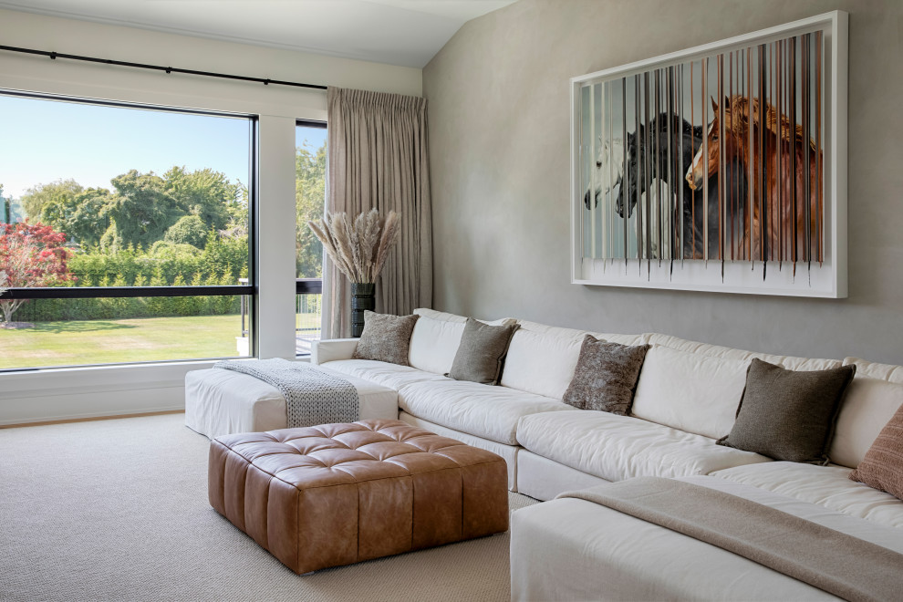 Example of a trendy family room design in New York