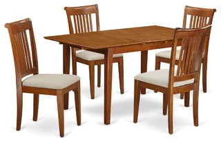5-Piece Small Kitchen Table Set, Table, Leaf and 4 Dining Chairs
