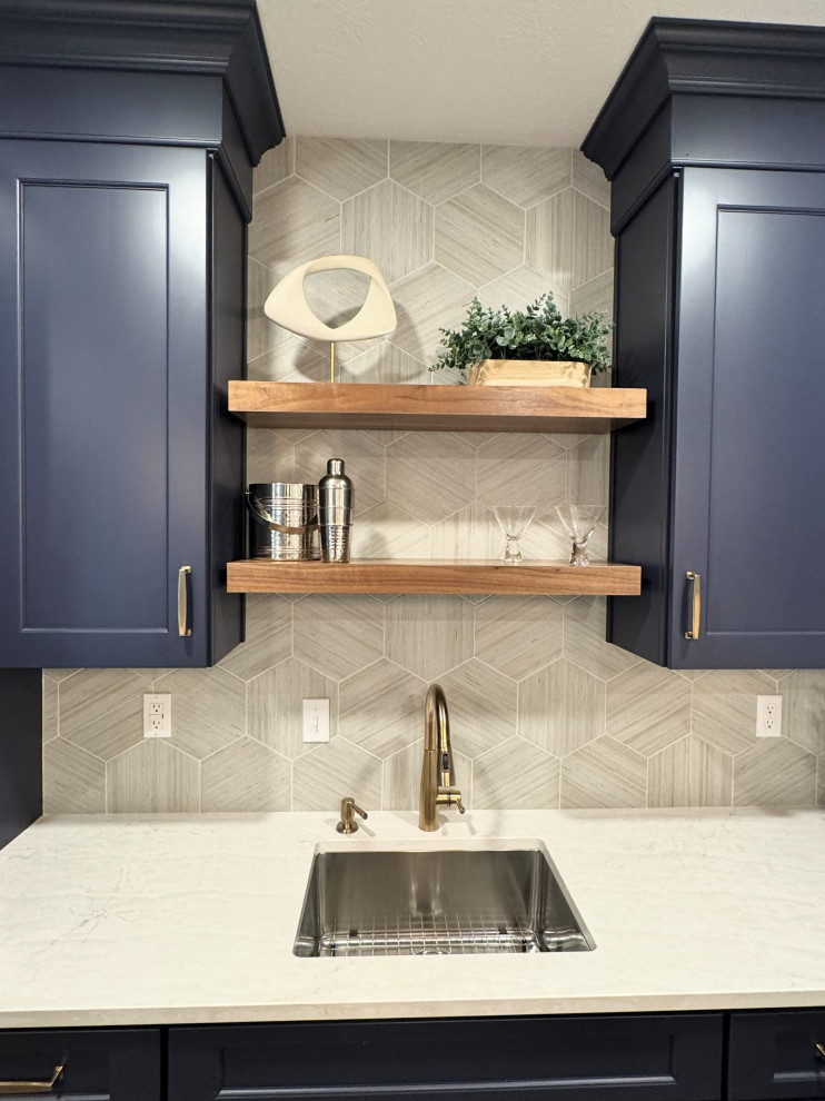 Walnut Floating Shelves | Luxury Basement Bar