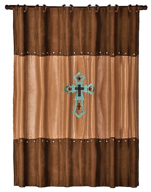 Western Cross Shower Curtain Traditional Shower Curtains By
