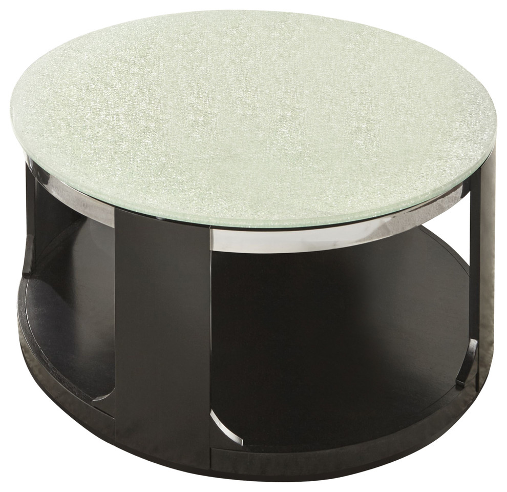 Croften Cracked Glass Cocktail Table with Casters Contemporary