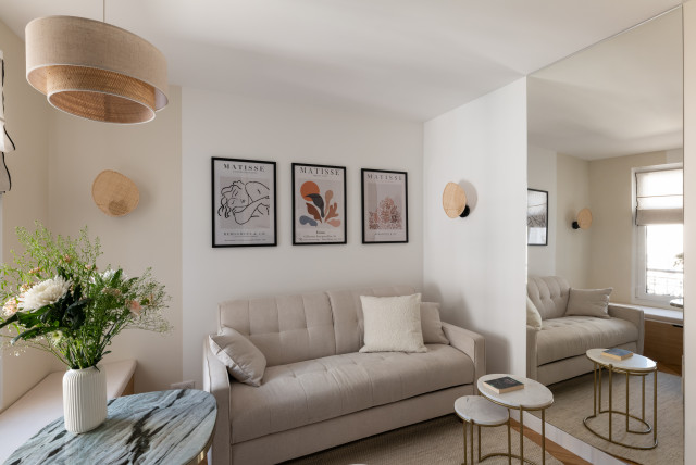 La pointe de l&rsquo;optimisation, 22m2 &agrave; Paris modern-vardagsrum