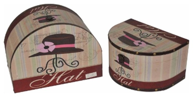 Decorative Hat Storage Boxes, Set of 2, 16-19"