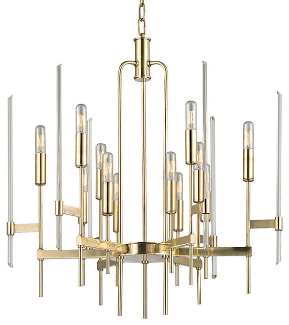 Bari 12 Light Chandelier Contemporary Chandeliers By Hudson Bari Twelve Light Chandelier Aged Brass Finish Clear Glass