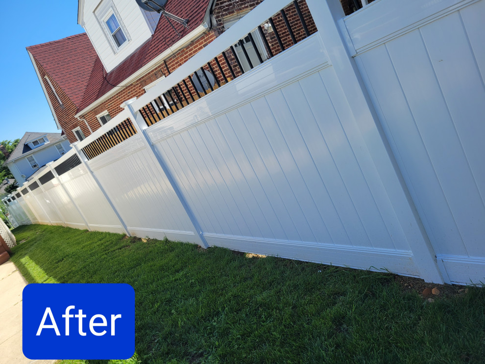 white vinyl fence