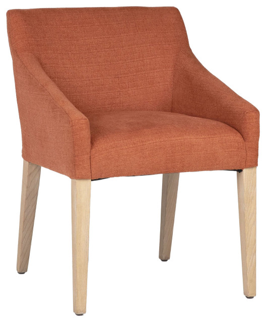 Elvie Linen Sloped Track Arm Dining Chair, Burnt Orange Contemporary