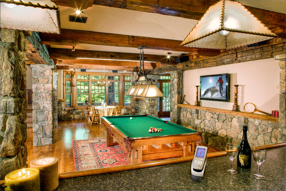 Inspiration for a country basement in New York.