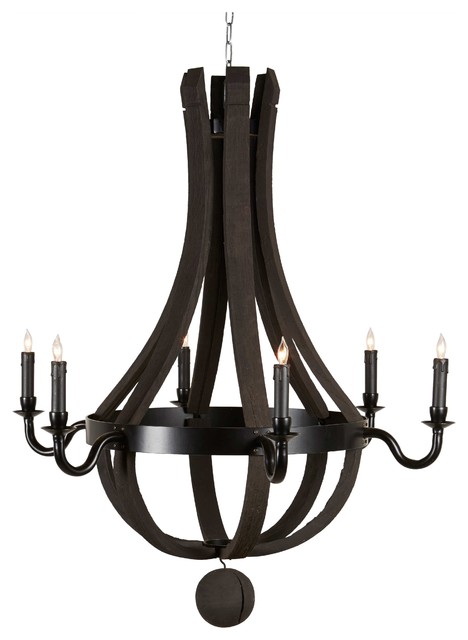 Sejour French Country Limed Oak 6 Light Chandelier