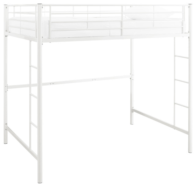 Premium Metal Full Size Loft Bed, White - Transitional - Loft Beds - by ...