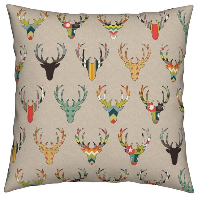 Graphic Geometric Chevron Stars Nursery Deer Throw Pillow