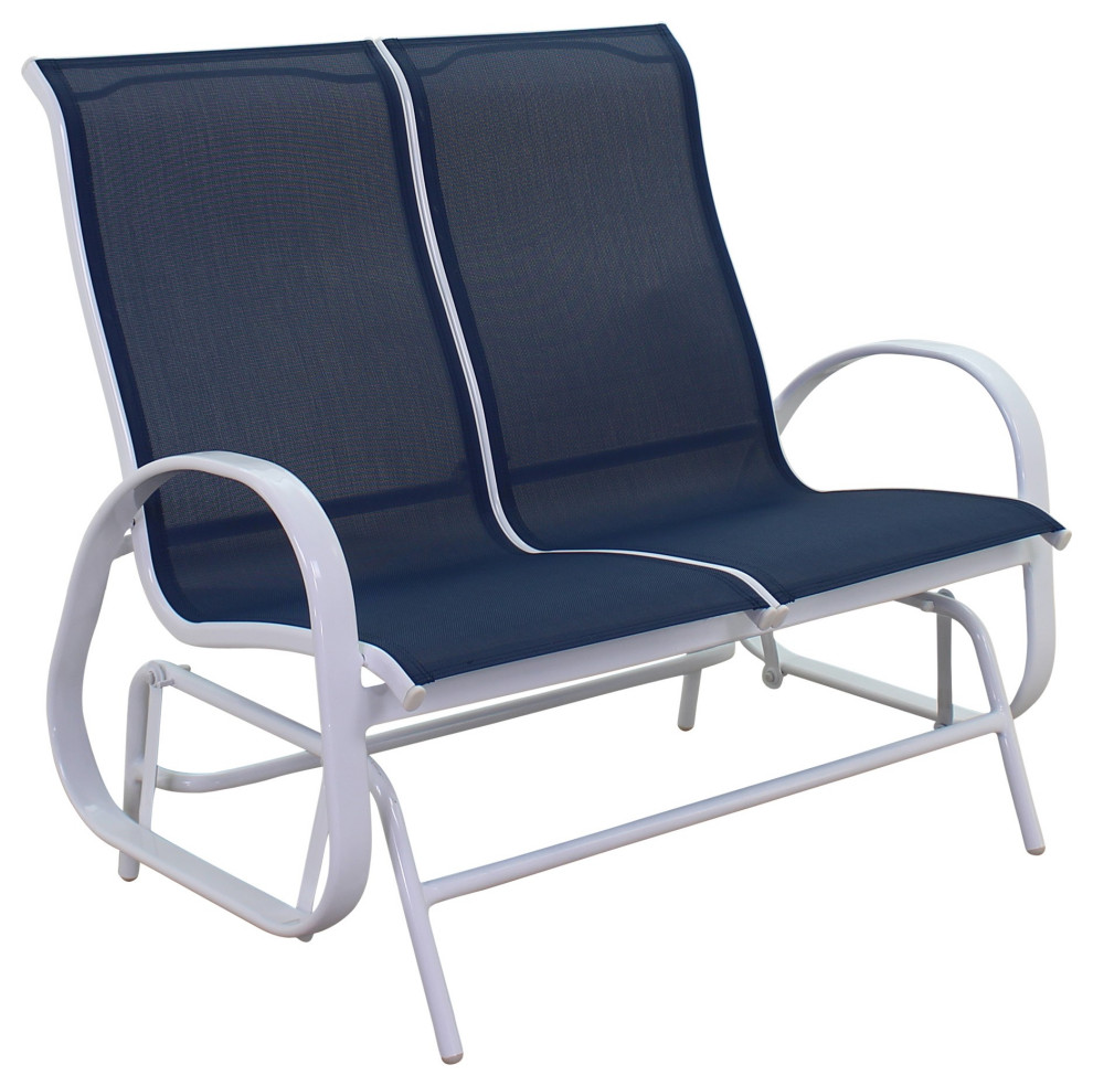 Courtyard Casual Santa Fe Aluminum Sling Loveseat Glider Contemporary