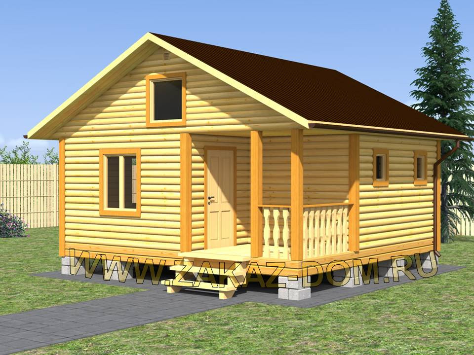 Проект одноэтажной бани из бруса (6х6 м) : Б-108