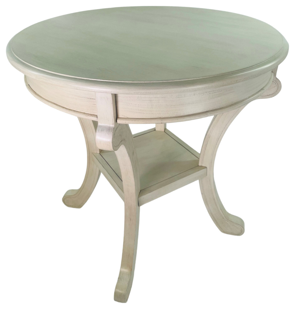 Accent Table, 26" Round Cape Cod, Cream French Country Side Tables