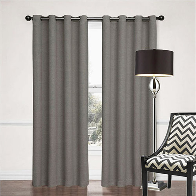 SORRENTO Blockout Eyelet Curtains Plain Textured Fabric 4 sizes CHARCOAL GREY