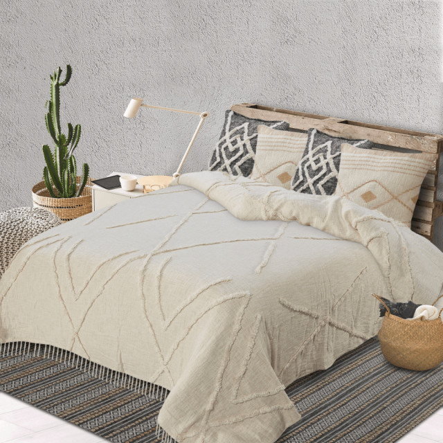 Geometric Throw Ivory Woven Cotton Geometric Throw - Scandinavian - Throws - by ...