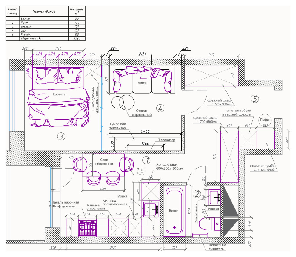 Солнечная квартира для молодой девушки