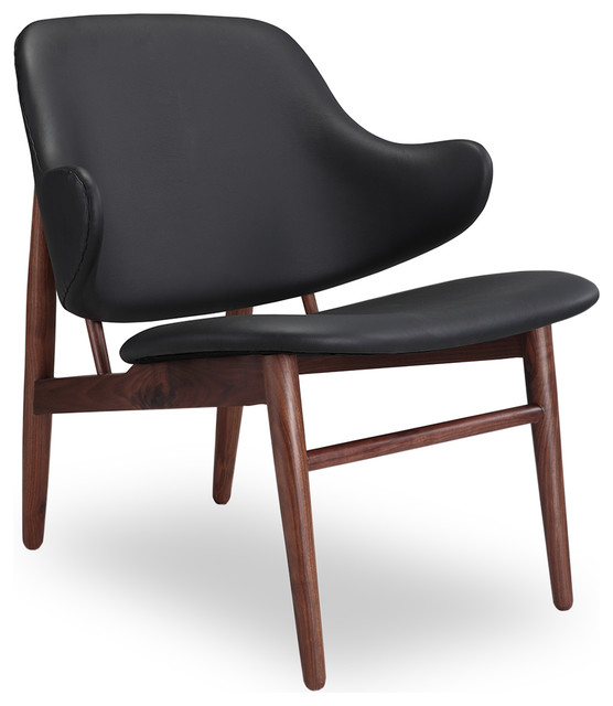 Ln S Wood Modern Italian Leather Lounge Chair Walnut Base Ln S Wood Modern Italian Leather Lounge Chair Walnut Base Black