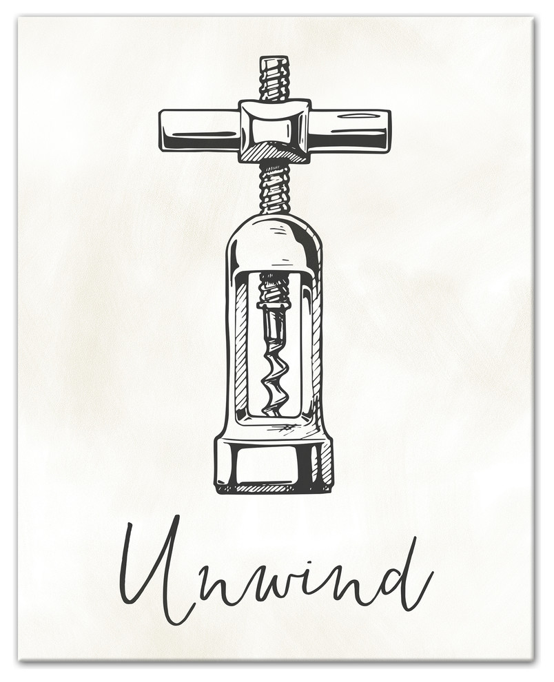 Unwind Wine Bottle Opener Canvas Wall Art, 16"x20"