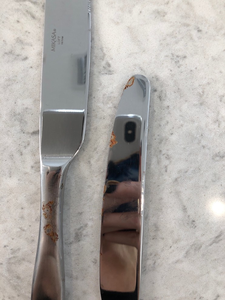 Knives look rusty from dishwasher?