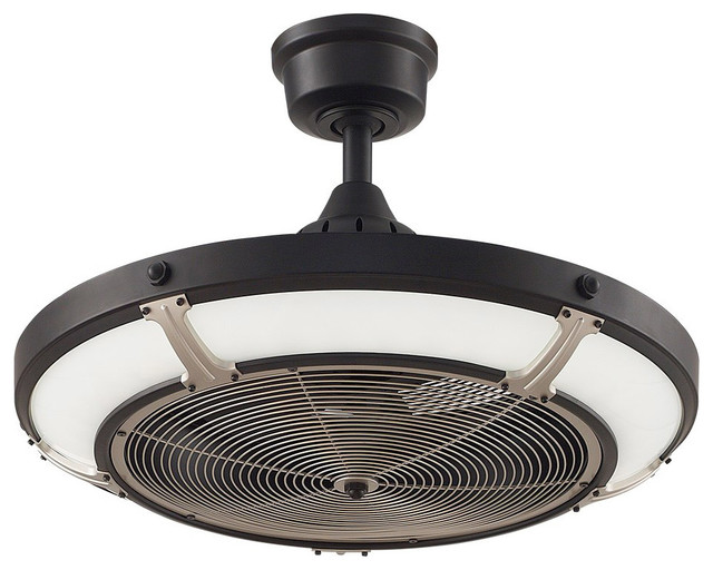 Pickett Drum 24 Ceiling Fan Black Brushed Nickel Black Blade Op
