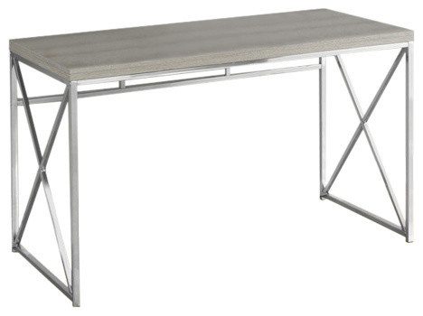 Monarch 48 L Computer Desk Dark Taupe Finish Contemporary Desks Exacto Chrome Base Computer Desk Dark Taupe