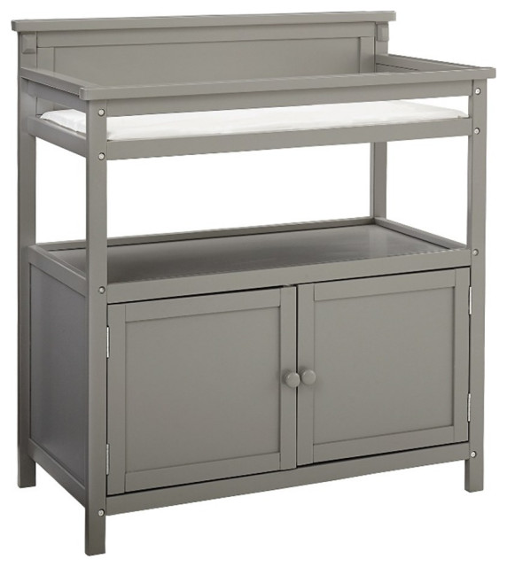 Westwood Design Emery Modern Style Wood Changer with Door/Pad in Gray