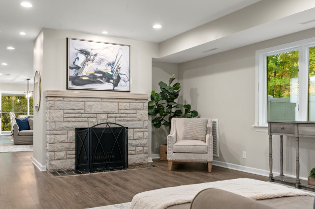 Warm Modernized Cape Cod living-room