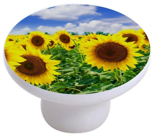 Sunflowers in Field Ceramic Drawer Knob And Drawer Knobs by Carolina