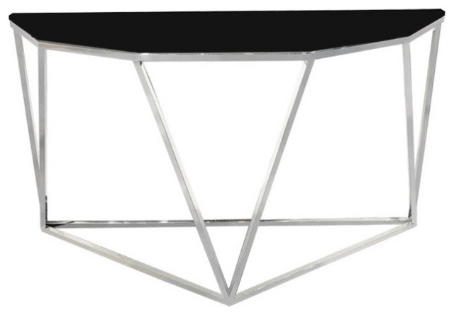 Angelico Sofa Table With 12Mm Smoked Glass Top And Polished Stainless Steel Base
