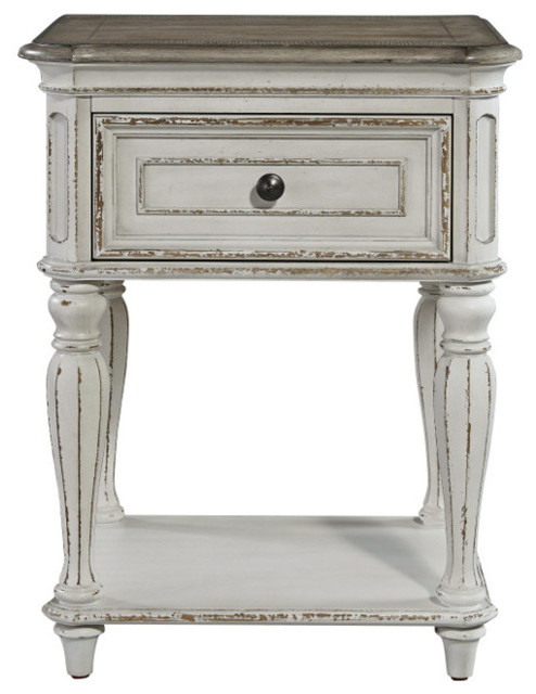 Liberty Magnolia Manor Leg Night Stand, Antique White - Farmhouse