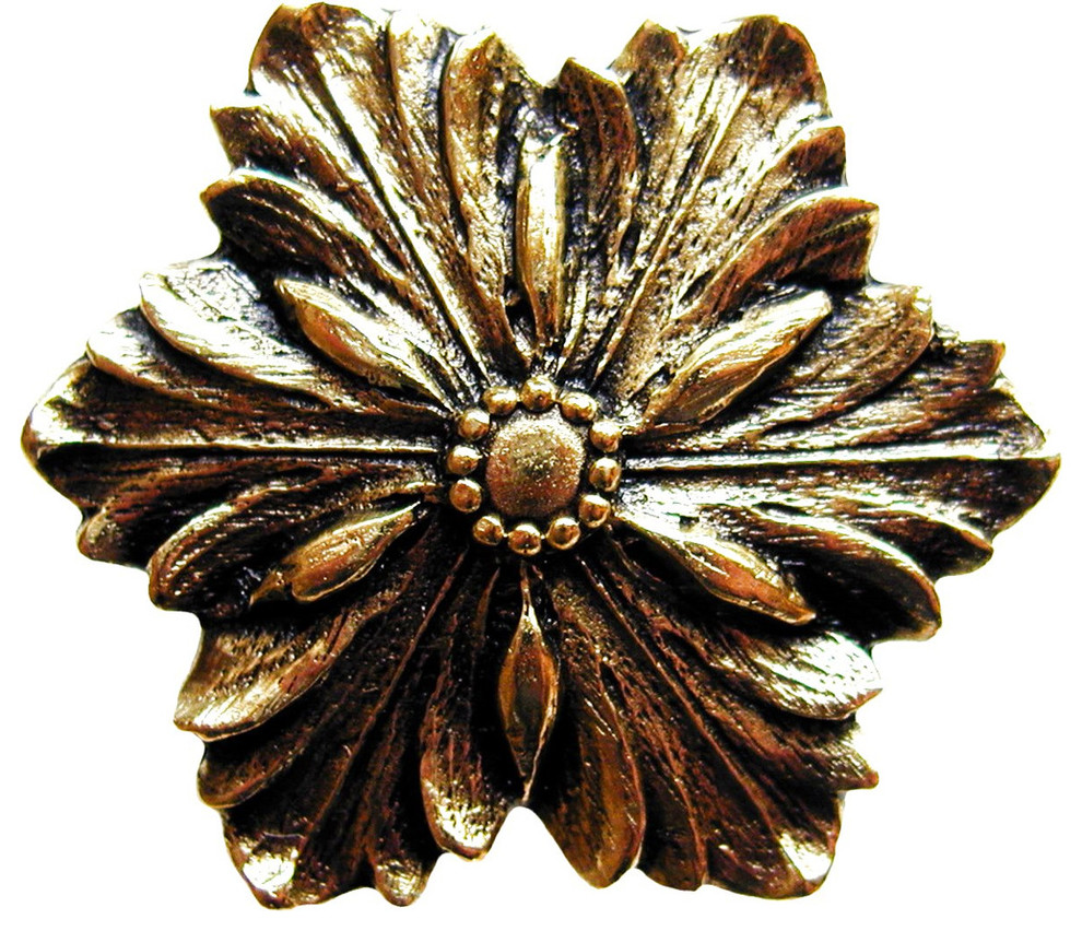 Opulent Flower Knob Antique Brass Traditional And Drawer