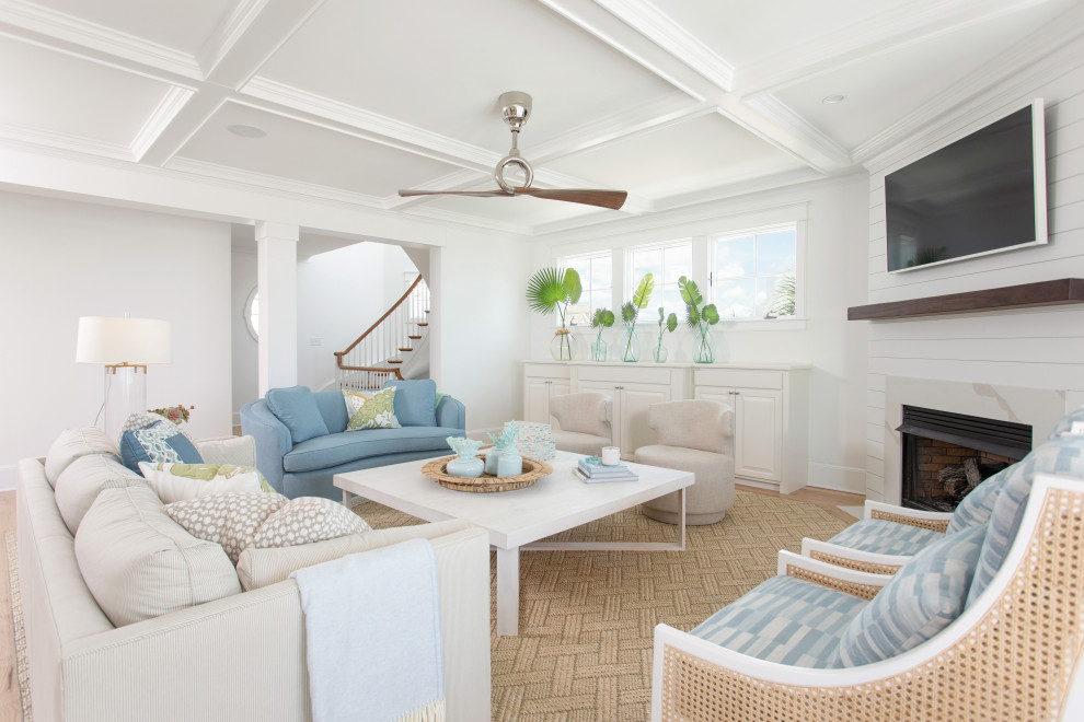 Beach style family room in Wilmington.
