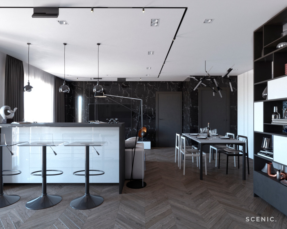 Просторная гостиная в современном стиле