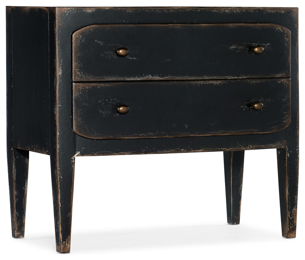 Ciao Bella 2Drawer Nightstand, Black Farmhouse Nightstands And