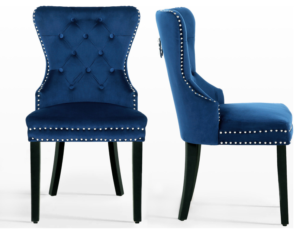 WestinTrends 2PC Velvet Upholstered Kitchen Dining Chair Set, Glam