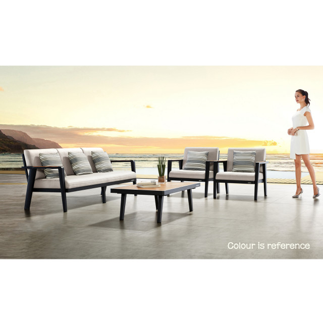 HIGOLD 6977 Emoti, 4 Pieces Outdoor Conversation Sets,Teak Armrest and