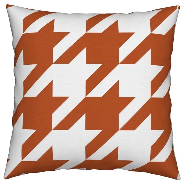 Spiced Pumpkin Orange Burnt Orange Houndstooth Throw Pillow
