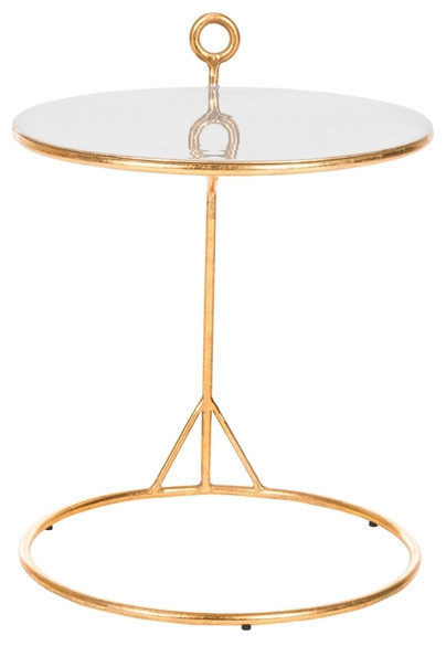 Mirah Round C Table, Gray/Gold