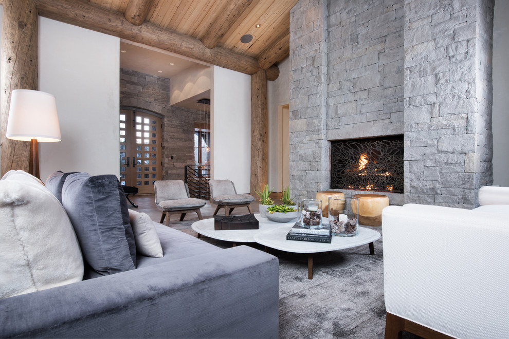 Vail Ski Haus - Example of a trendy living room design in Denver
