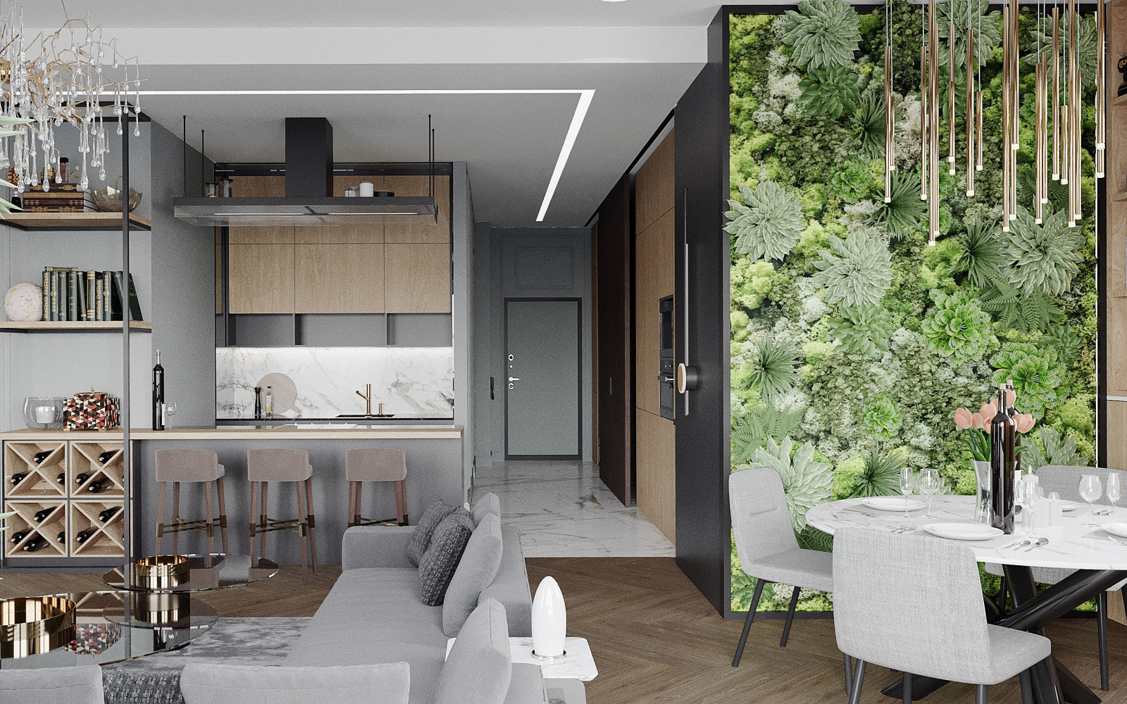 Интерьер 4-х комнатной квартиры в современном стиле. г. Москва