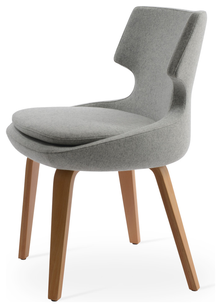 Patara Plywood Chair, Natural Finish Base, Silver Camira Wool