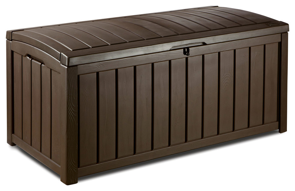 Keter Glenwood 101 Gallon Brown Plastic Outdoor Patio Storage Deck Box