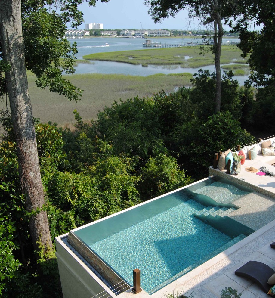Custom Stainless Steel Pool with Infinity Edge - Contemporary - Pool ...