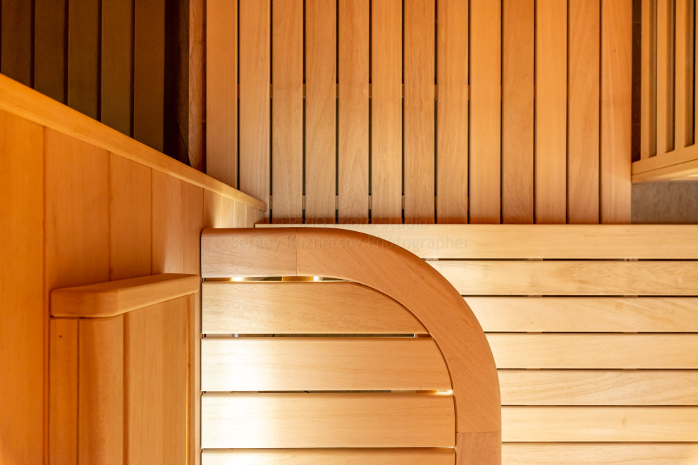 Сауна с ониксом и электропечью HARVIA