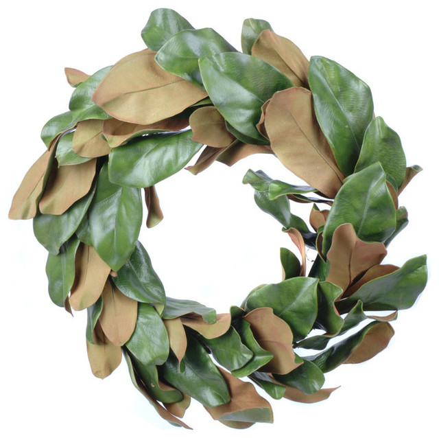 Artificial Magnolia Leaf Wreath Modern Wreaths And Garlands by