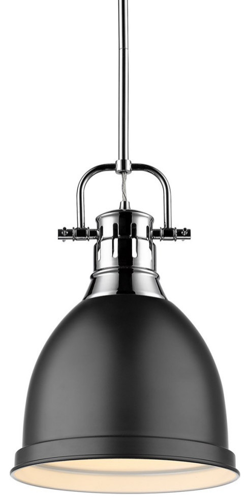 Golden Duncan Small Pendant with Rod 3604-S CH-BLK, Chrome