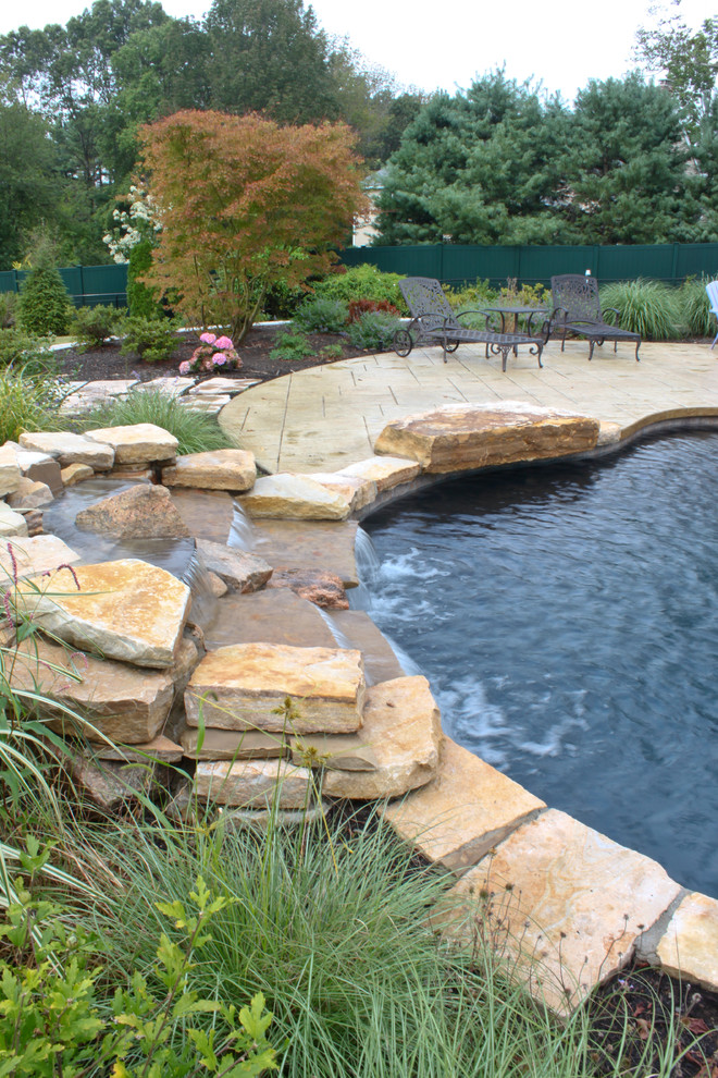 Inspiration for a rustic pool remodel in Boston