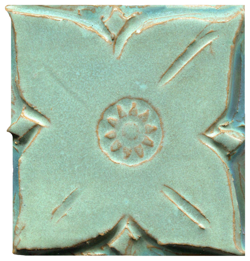 Medieval Floral Tiles, 4"x4", Copper Patina