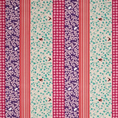 echino canvas fabric flowers dots butterfly purple